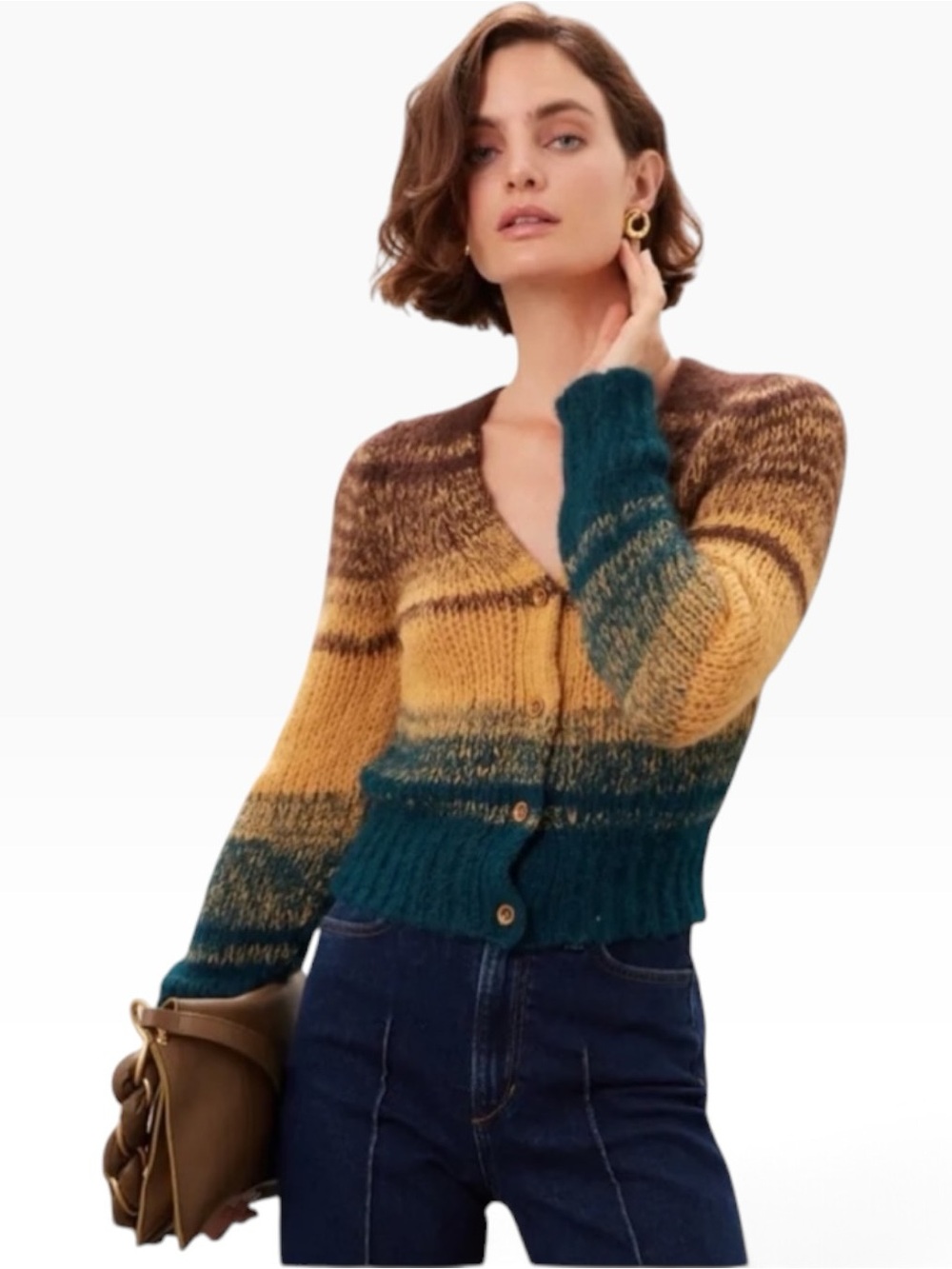 Ulla Johnson Paola Cardigan Alpaca Blend Knit Striped Sweater